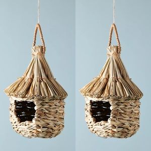 2 Anthropologie Home Maiki Woven Birdhouses 🦉 Boho garden backyard patio decor